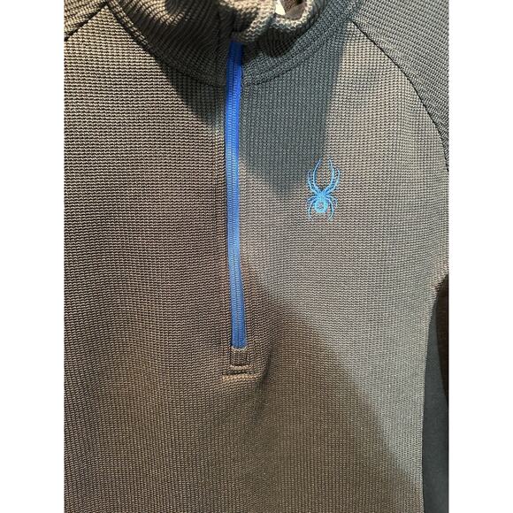 Spyder 1/4 Zip Pullover Fleece Lined Mens Size Medium Gray W/ Blue Zipper/Logo - Picture 4 of 6